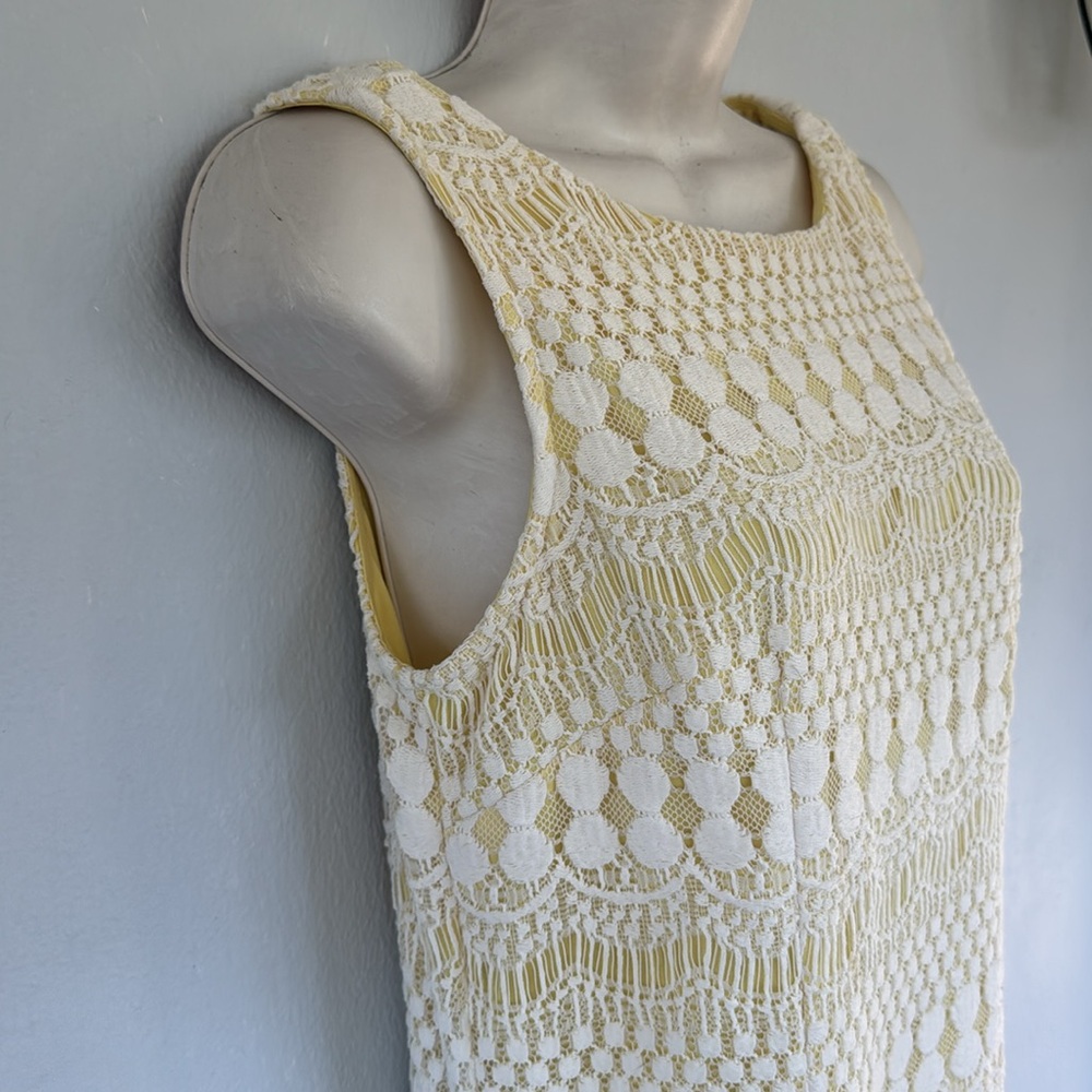 Jessica Howard yellow white lace overlay sleeveless pencil dress size 6P - Picture 6 of 16